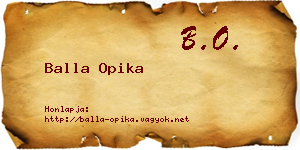 Balla Opika névjegykártya